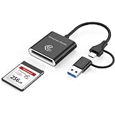 Foncent CFexpress Type B Card Reader, 10Gbps USB 3.2 Gen 2, 2-in-1 USB-C &amp; USB-A Adapter, Portable Memory Card Reader for iPhone 17/16/15, Android, MacBook, Windows, Linux &amp; Tablets