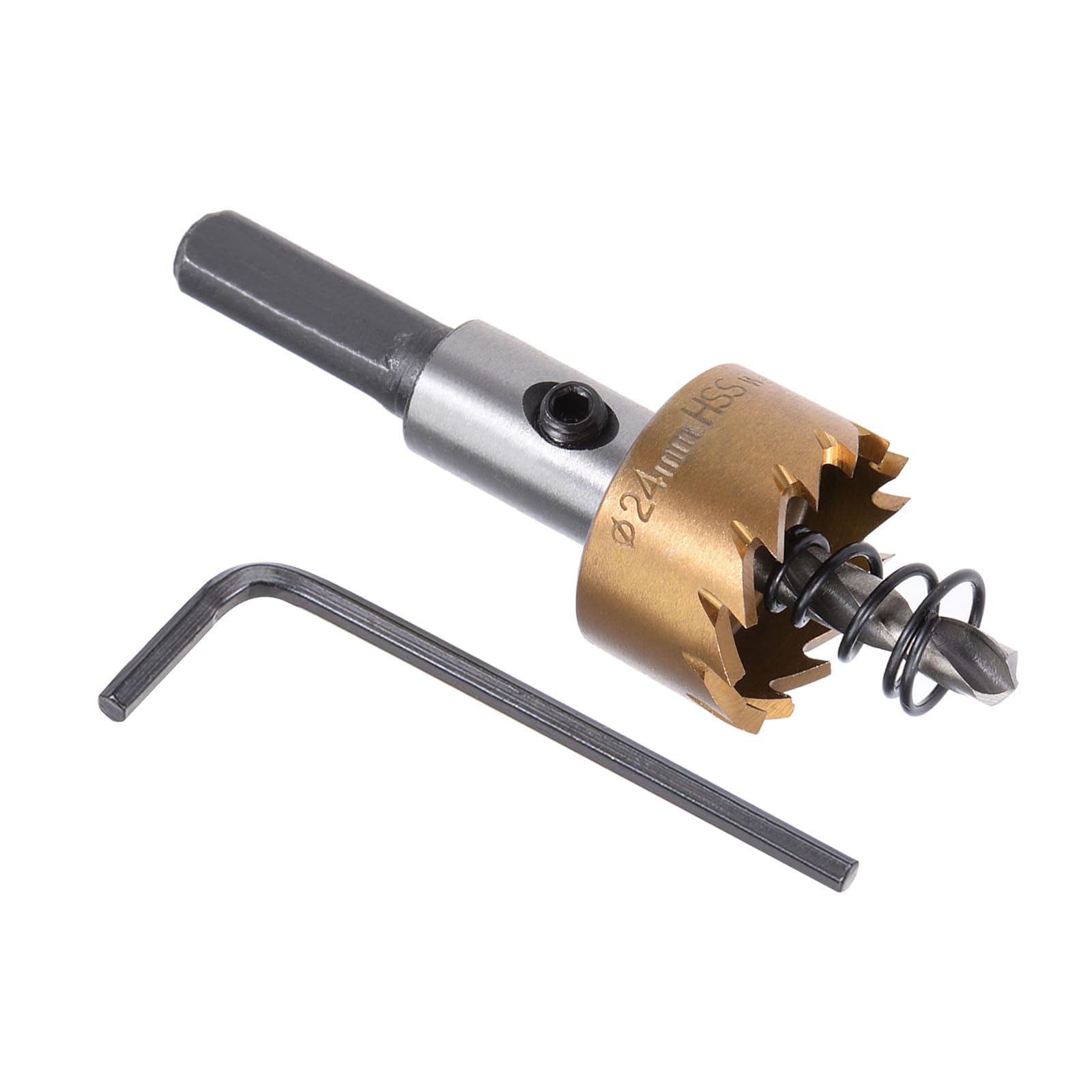 Kozelo 1pcs Hole Saw - [24mm] HSS (High Speed Steel) 4341 Drill Bit Hole Cutter for Stainless Steel Aluminum Metal Wood Plastic Use, Titanium Plated, Triangular Shank