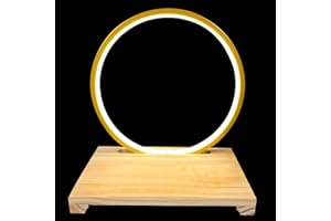 Yardwe Wooden LED Lamp Base Stand with Light Ring for Buddha Statue and Zen Tea Table Decor