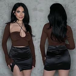 KERPELLY Women's Sexy Halter Criss Cross Tie Up