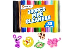 AHAMETON 300pcs Pipe Cleaners for Crafts 30 Assorted Color, Multicolor Chenille Stems, Bulk Pipe Cleaners Craft Supplies DIY Arts & Crafts Christmas Decoration(7mm x12 inch)
