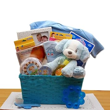 light blue gift basket