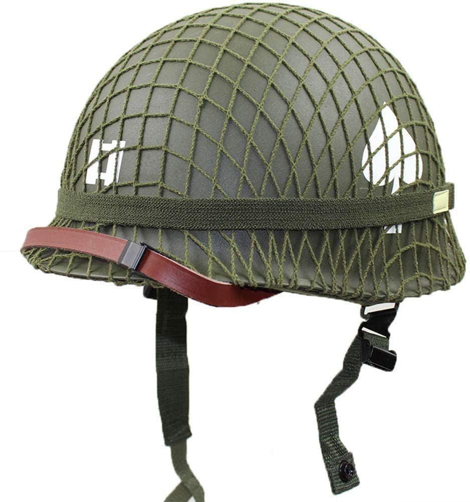 Photo 1 of SABYDICAR WW2 US Army M1 Green Helmet Replica with Net/Canvas Chin Strap DIY Painting