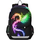 Backpack for Boys Girls, Rainbow Fire Dragon Backpack Students Bookbag Daypack for School Primary Teens