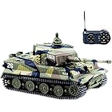 BlueFit German Tiger I Panzer Tank with Remote Control, Battery, Light, Sound, Rotating Turret and Recoil Action When Cannon 