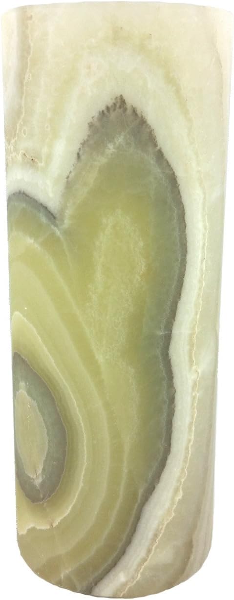 Green Onyx Marble Flower Vase in Cylinder Form 30 x 15 cm
