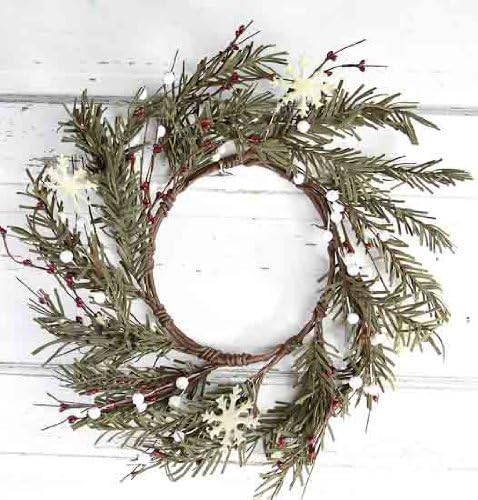 Artificial Soft Pine Winter's Morn Wreath with Snowflake and Berry Accents Throughout