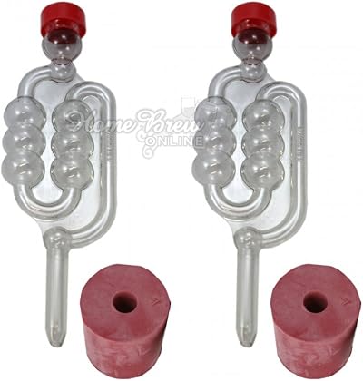 Home Brew Online 2 Pack Airlocks and Bored Rubber Bungs for Demijohns
