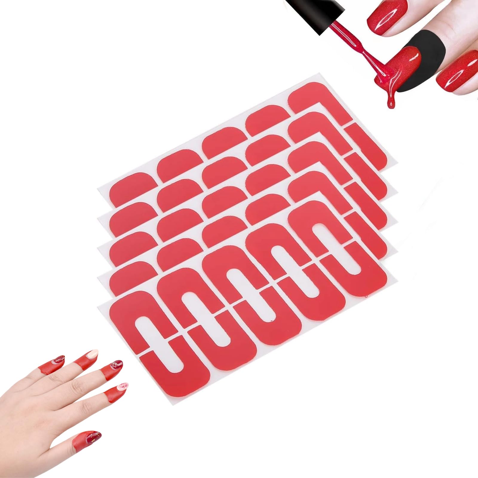 50pcs Red Disposable Peel-Off Nail Tapes Skin Barrier Spill-Proof Nail Polish Spill Protector for Salon Home Use
