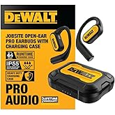 DEWALT Heavy Duty Open Ear Headphones, Bluetooth 5.3 Wireless Earbuds IP55, 44Hrs Runtime, Jobsite Premium Sound True Wireless Air Conduction Open Ear Earbuds with Earhooks for Worksites and Workouts