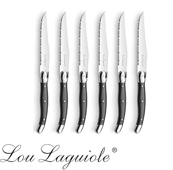 Lou Laguiole - Steakmesserset - 6-teilig - Cromova 13/10 Edelstahl - 22,5 cm - Spülmaschinenfest