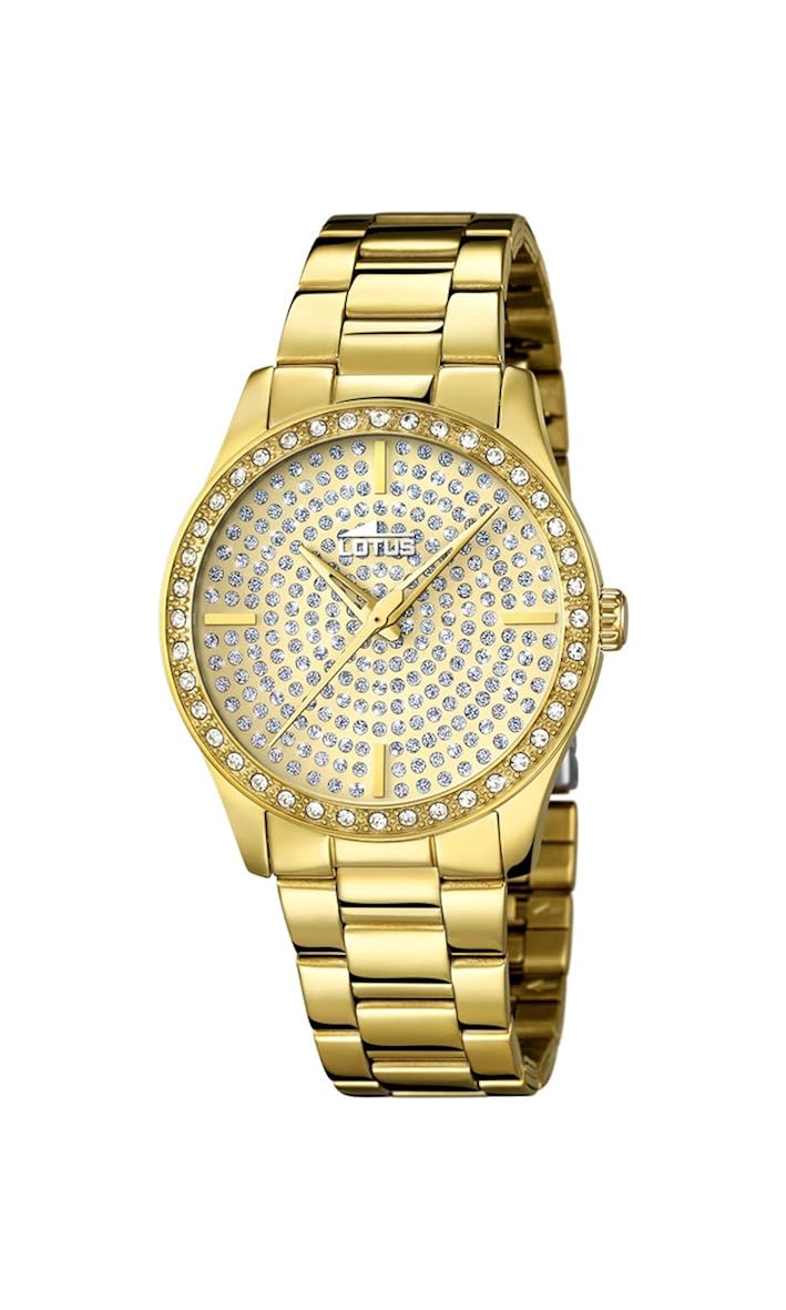 Lotus Women s Quartz Watch With Gold Dial Analogue Display And