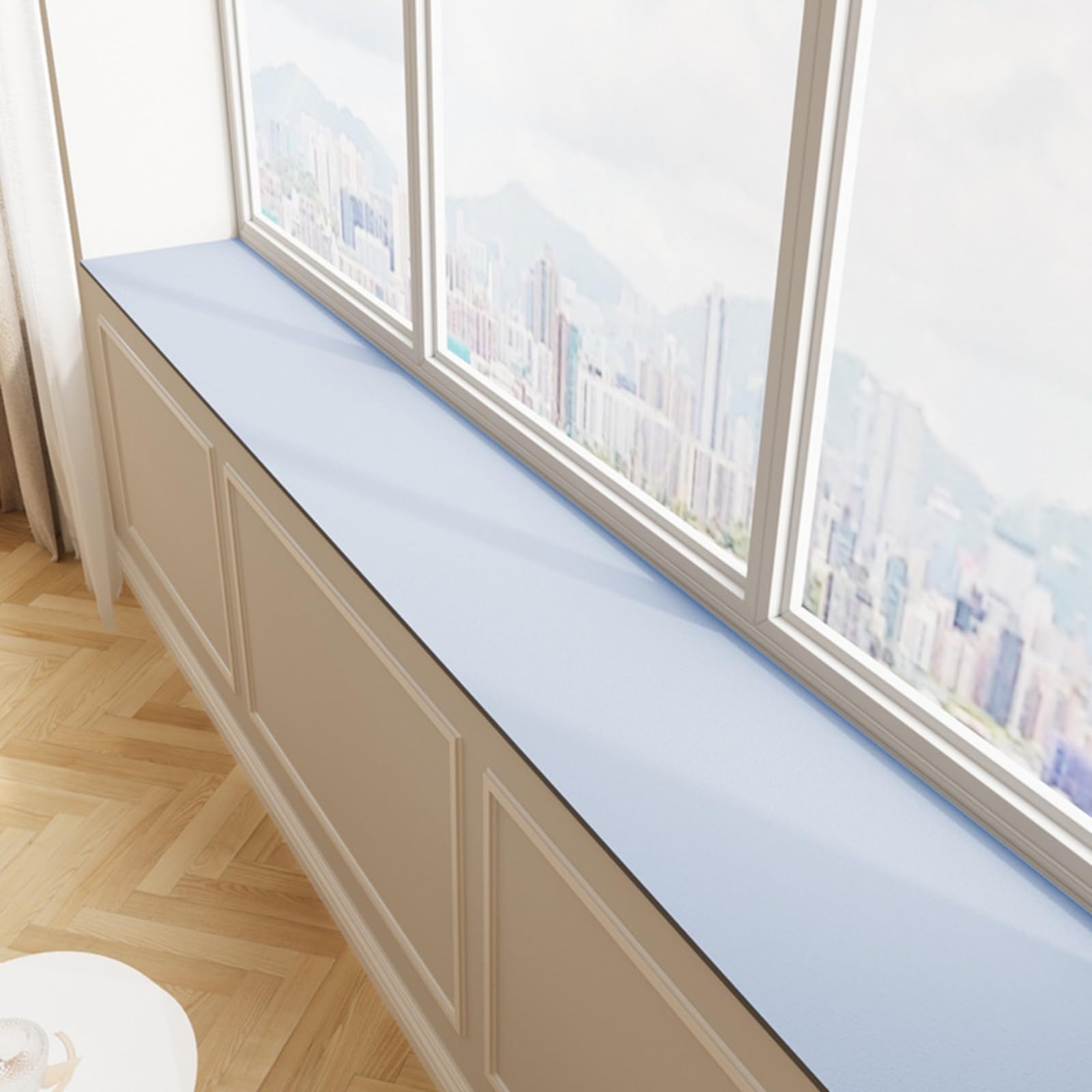 Photo 1 of BANEBOR Window Sill Cushion Pad - Narrow Adjustable & Waterproof Window Seat Mat for Bay Windows, Absorbent Dust-Proof Liner with Non-Slip Backing,Cut-to-Fit (Blue, 79''x8'')