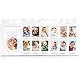 Eorbow Newborn Baby Picture Frame, 15" x 7.3" My First Year Frame, Plastic 12 Month Baby Photo Frame, Monthly Milestone Keepsake Frame for Memories, 1st Birthday Gift, 13 Photo Inserts