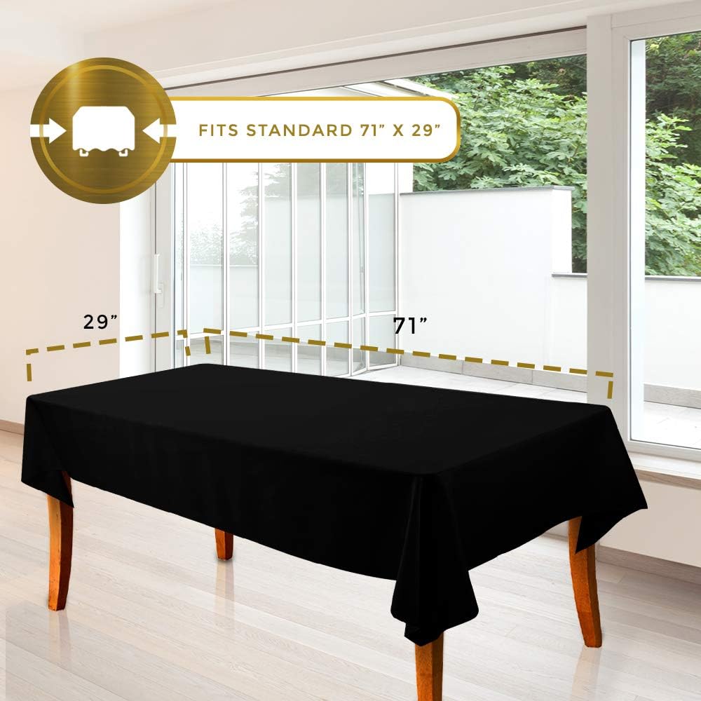 Wealuxe Black Tablecloth 60x102 - Rectangular 6 feet Table Cover, 2 Pack: Furniture & Decor