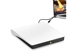 BPAKDU External CD/DVD Drive for Laptop, USB 3.0 Type C Portable DVD Player, CD Burner, White, Quiet, Compatible with Laptop,