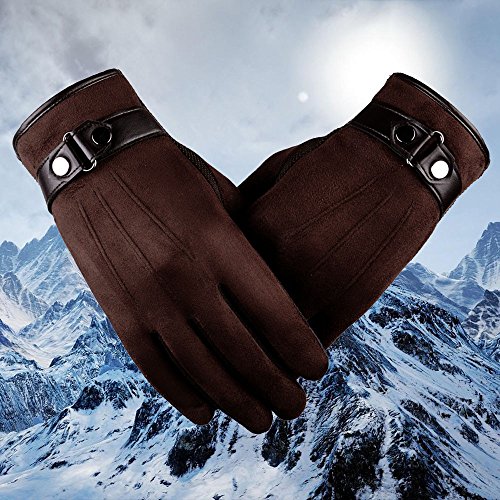 2018 Lastest,WUAI Clearance Men's Motorbiker Cycling Warm Ski Snow Snowboard Fashion Winter Leather Gloves（Coffee ，Free Size） - Thumbnail 2