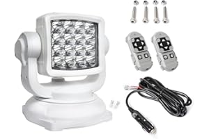 EXZEIT 80W Led Searchlight for Boat Marine, 8000Lumens Spotlight with Wireless Remote, Magnetic Base, DT Plug Wiring Kit, Gre