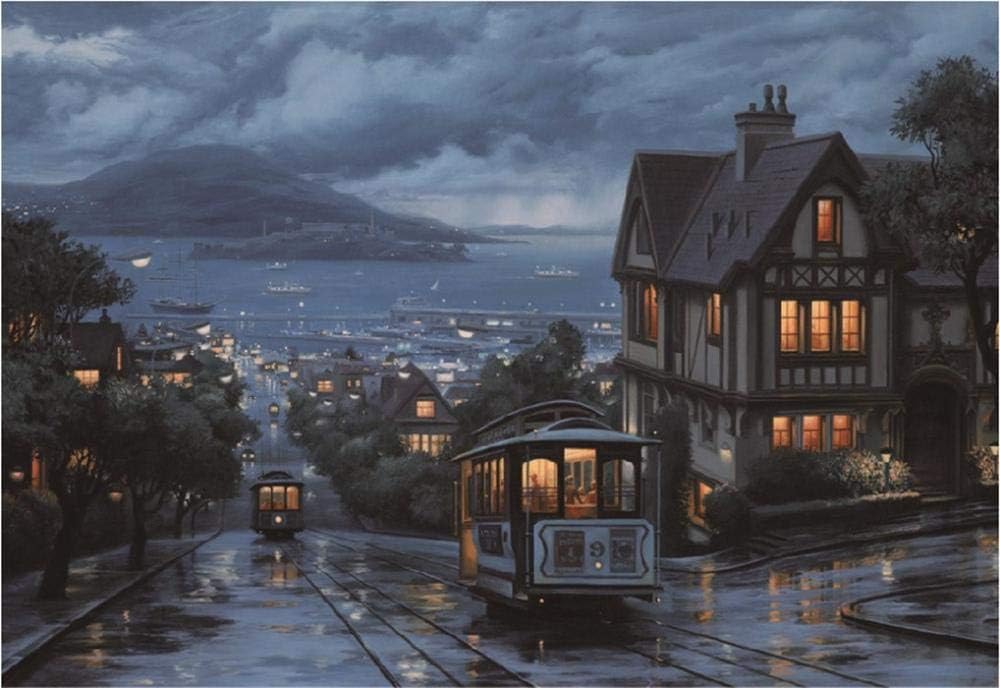 Jigsaw Puzzle Night view town 500 Piece Wooden Puzzle Adults Puzzles Art DIY Leisure Game Fun Toy Suitable Family Friends