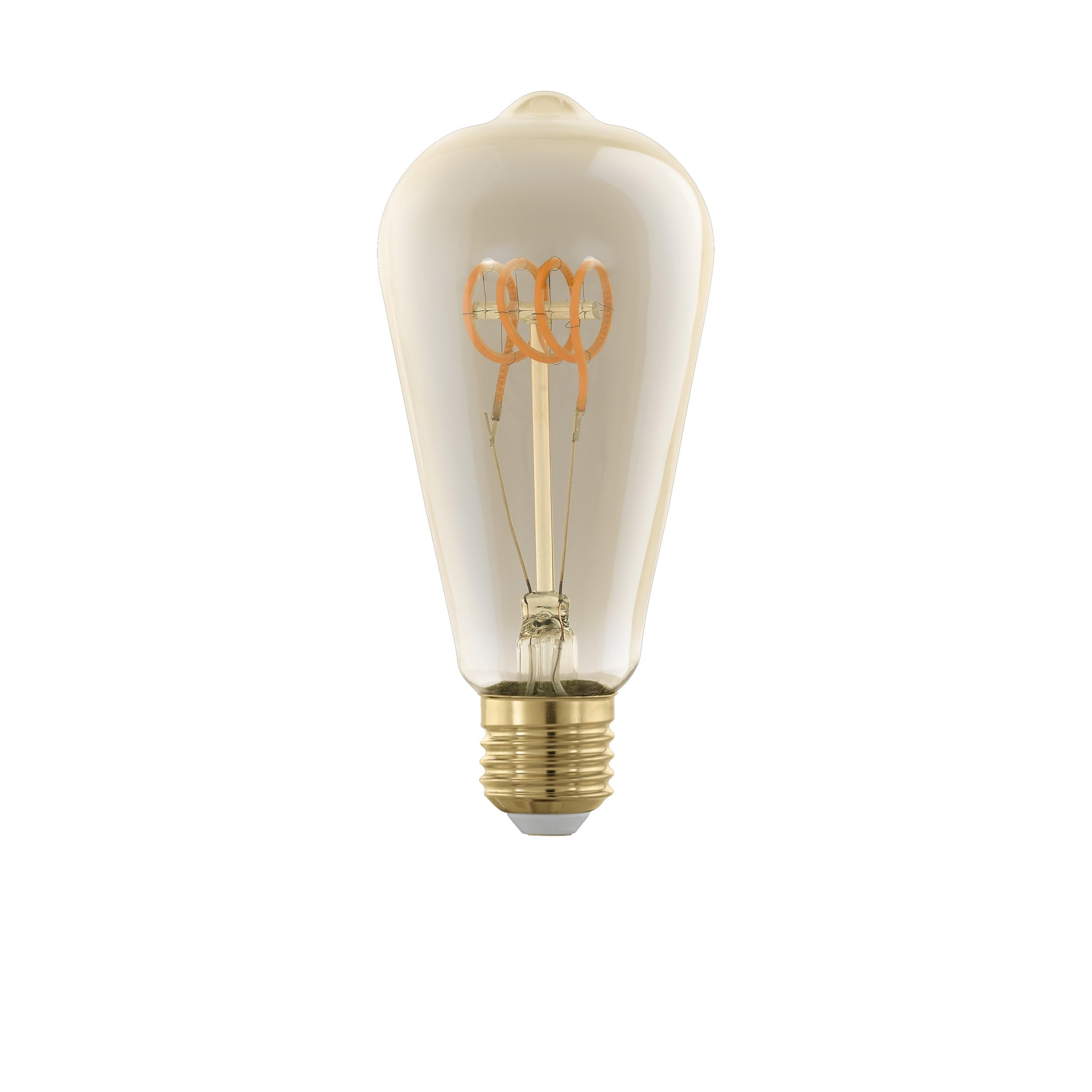 Eglo LED E27 Lamp Day & Night, Amber Vintage Bulb with Sensor, LED Lamp with Night Light, 5 Watt (Equivalent to 31 Watt), 350 Lumens, E27 LED Warm White, 2200 Kelvin, LED Bulb ST64, Ø 6.4 cm