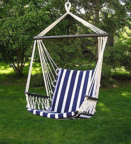 200-Pound Weight Capacity Padded Chair Spreader-Bar Weather Resistant Cotton/Fabric/Wood Hanging Hammock Sky Swing Chair