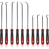 Rindion 10PCS Pick Set Mechanic, Hook and Pick Tool Set with Non-Slip Grip, Long &amp; Mini Automotive Pick Set for O-Ring, Seal &amp; Gasket Removal, Car Repair, Mechanical and DIY Use(Red)