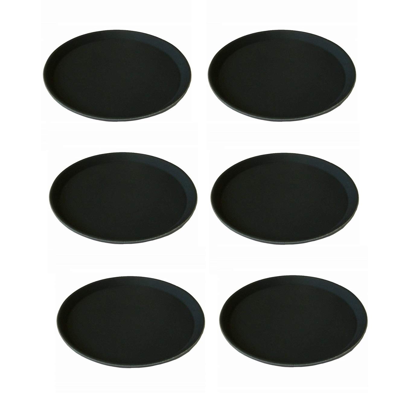 Bar and Serving Tray Round Non-Slip Polypropylene Strong and Solid Set of 6 Pieces 35 cm for Catering Brewery Bistro Café Restaurant