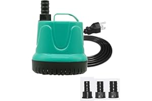 Upettools Submersible Water Pump, Ultra Silence Circulation Multifunctional Water Pump with Handle For Pond, Aquarium, Hydroponics, Fish Tank Fountain with 4.6ft (1.4M) Power Cord(220GPH,25W) Green