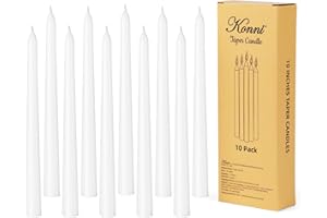 KAMMAK KONNI White Taper Candles 10 Inch Tall Candlesticks 10 Pack Tapered Candles with Cotton Wicks Long Candle Sticks Unscented and Smokeless, Long Burning, Ideal for Wedding, Dinner Party, Home Décor