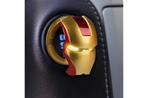 EPOCHHIKE Iron Man Push Start Button Cover Engine Start/Stop Button Cover Auto Interior Ignition Accessories Mark Car Two-Color Start Ring Push to Start Button Cover Key Protective Cover (Golden red)