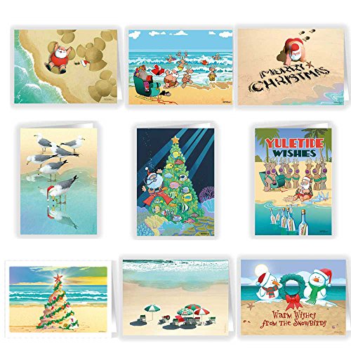 Ultimate Beach Christmas Card Variety Pack 36 Beach Cards & Envelopes