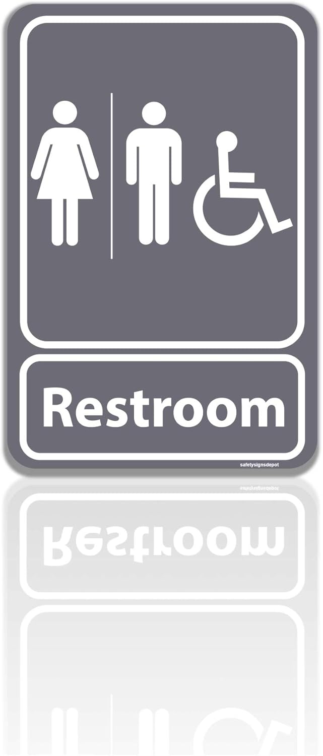 Unisex Restroom Sign with Handicap ADA Approved Symbol 5.5
