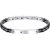 Feifuli Black&Silver Bracelets for Men, Link Chain Stainless Steel Bracelet for Men, Charm Jewelry for Birthday Annivesary Fathers Day Valentines, Dad Husband Boyfriend,Casual Trendy Cool Adjustable