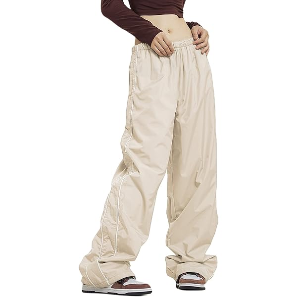 【THE SHISHIKUI】PARACHUTE PANTS / BEIGE Aopwsrlyi Womens Parachute Pants Baggy Cargo Pants Elastic Low