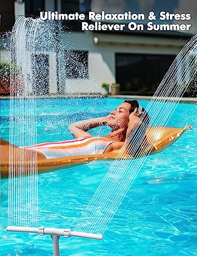 [Patent Pending] 2025 Upgrade Pool Fountain - Dual Spray Water Fountains for Above Ground/Inground Pools, 2-in-1 Adjustable Waterfall Pool Sprinkler Fountain