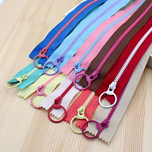Mangocore 2017 New! Bright color 30cm 3# Resin contrast color zipper fashion pull ring zipper head DIY handwork Bag Close-End 10Pcs/lot