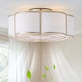 Glmthux Caged Ceiling Fan with Lights, Flush Mount 20" Gold Ceiling Fans with Lights Remote Control, Low Profile Boho Bladeless with 6 Speeds for Bedroom, Nursery, Kitchen