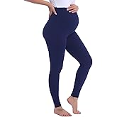 Joyaria Womens Cotton Maternity Leggings Pants Over The Belly Pregnancy Active Wear Workout Yoga Tights Pants(Navy Blue,S)