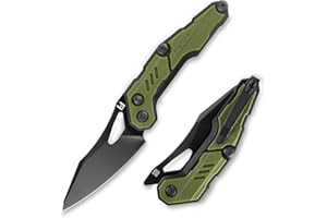 Hightron SPECTRON Pocket Knife for Men,Button Lock Tactical Folding Knife,3.05" M390 Blade with Nylon Fiber Handle,Lightweight EDC Knife with Deep Carry Pocket Clip for Camping Hiking Hunting,GRN&BLK