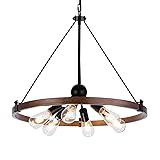 Wellmet Farmhouse Chandelier Diam 25'', Large Wagon