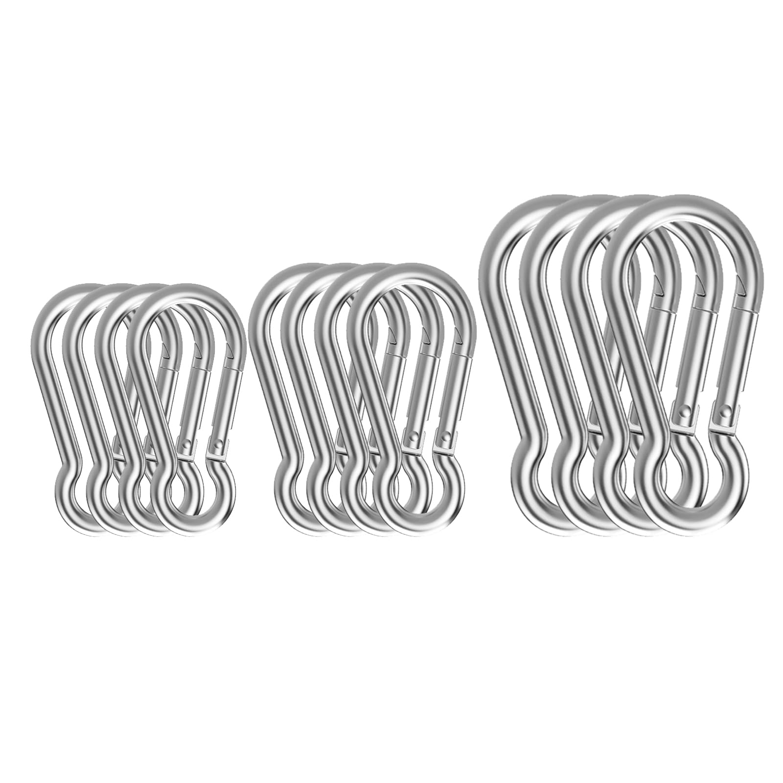 Photo 1 of 12 Pcs Stainless Steel Snap Hooks, Includes Mini 1.57 Inch, Small 1.97", Medium 2.36 Inch Heavy Duty, Rustproof Keychain Hook for Backpack Hiking Camping