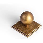 Goo-Ki 1.0''(24mm) Dia Antique Brass Cabinet Knob with Big Square Backplate,Retro Zinc Alloy Drawer Knobs,6 Packed