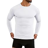 URRU Men's Thermal Long Sleeve Shirts Fleece Lined High Stretch Thermal Underwear Tops Base Layer for Men Cold Weather Gear