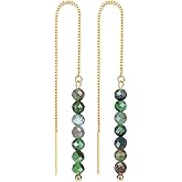 Top Plaza Earrings for Women Chakra Crystal Drop Dangle Earrings Gold Plated Dainty Long Chain Gemstone Earrings Christmas Jewelry Gifts