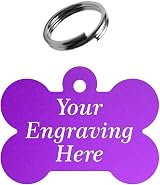 Larryroo Quality Engraved Personalised Bone Shaped Dog Tag Purple view 2