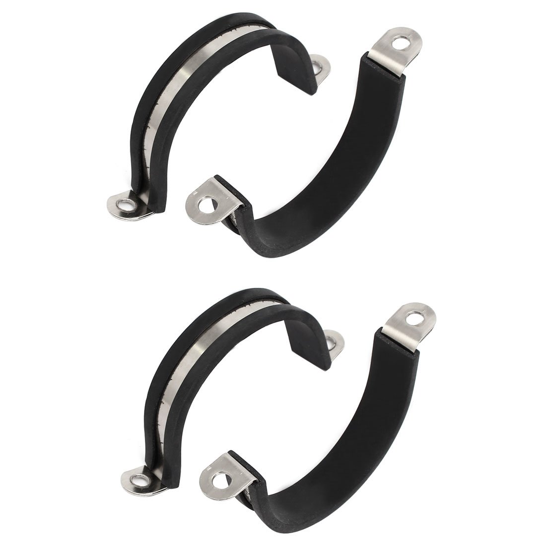 Sourcingmap 45mm Dia Rubber Lined U Shaped 304 Stainless Steel Pipe Clip Hose Clamp 4pcs