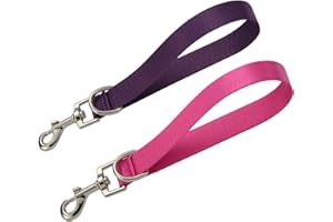 FURSDOLY Traffic Dog Leash Dogs Training Leash Short Pet Lead Pets Traffic Grab Handle Dog Grab Tab Training Tab Handle Nylon Short Dog Lead (Rosered & Purple)