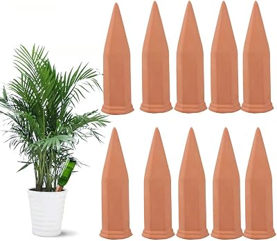 WUJUN Plant Watering Stakes 10 Pack Automatic Waterers Terracotta Spikes