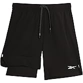 Reebok Boys Shorts - 2 in 1 Basketball Shorts with Compression Liner and Pockets - Gym and Running Boys Athletic Shorts