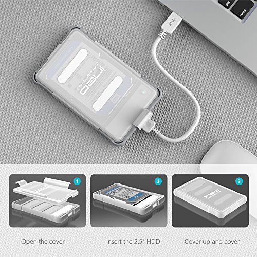 ineo Tool-less 2.5" USB3.0 Rugged Waterproof & Shockproof IP66 External Hard Drive Enclosure for 2.5 inch 9.5mm & 7mm SATA HDD SSD (MIL-STD 810 Certified) [T2571] - Thumbnail 5